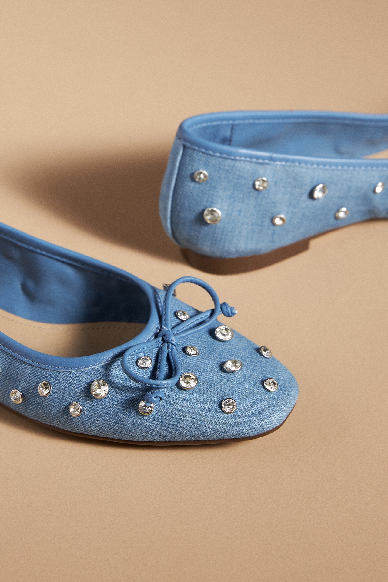 Schutz Arissa Denim Crystal Flats