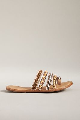 Shop Schutz Jodie Beaded Toe-loop Sandals In Multicolor