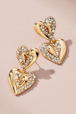 BaubleBar Double Hearts Drop Earrings | Anthropologie