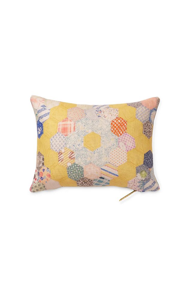 St. Frank Butter Diamond Quilt Pillow AnthroLiving