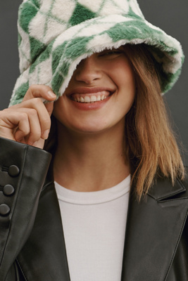 Lulla Faux Fur Plaid Bucket Hat | Anthropologie