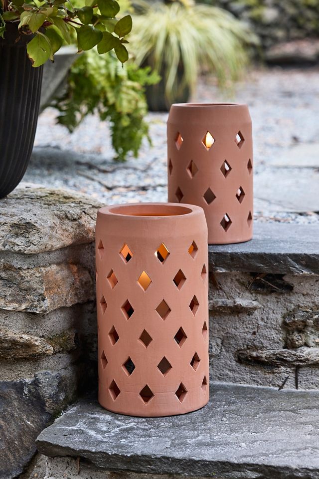 Punched Terracotta Lantern | AnthroLiving