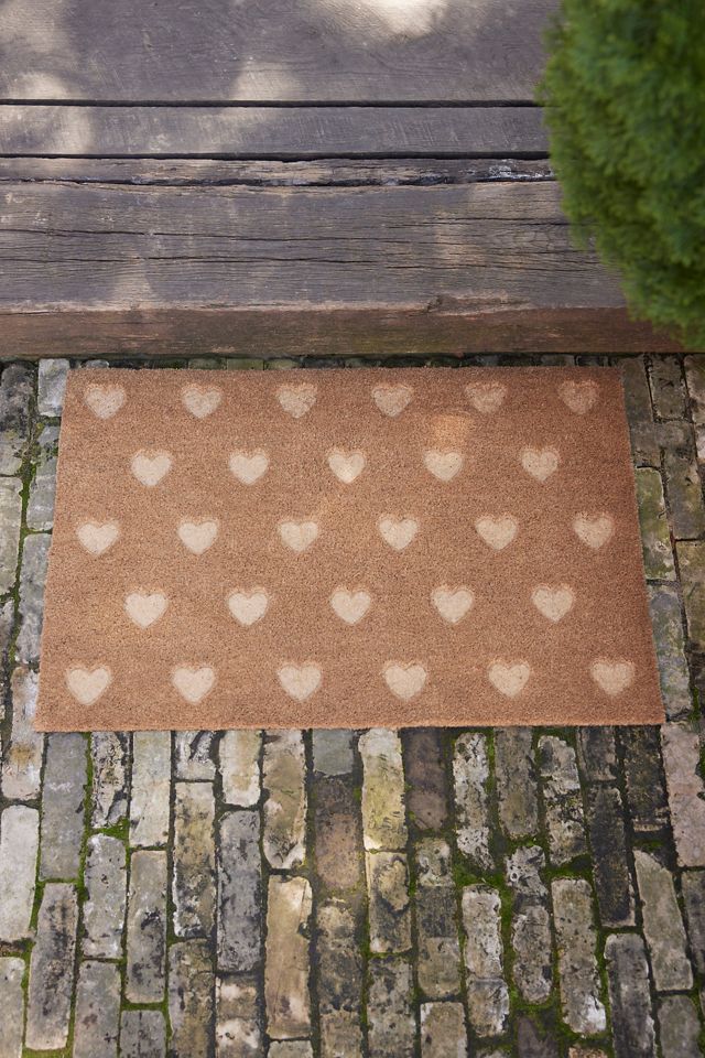 Embossed Heart Coir Door Mat 60cm X 40cm Front or Back Inside or Outside 