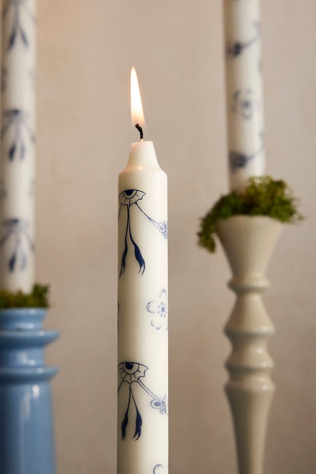 Blue Floral Tapers, Set of 4 #1