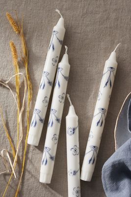 Blue Floral Tapers, Set of 4
