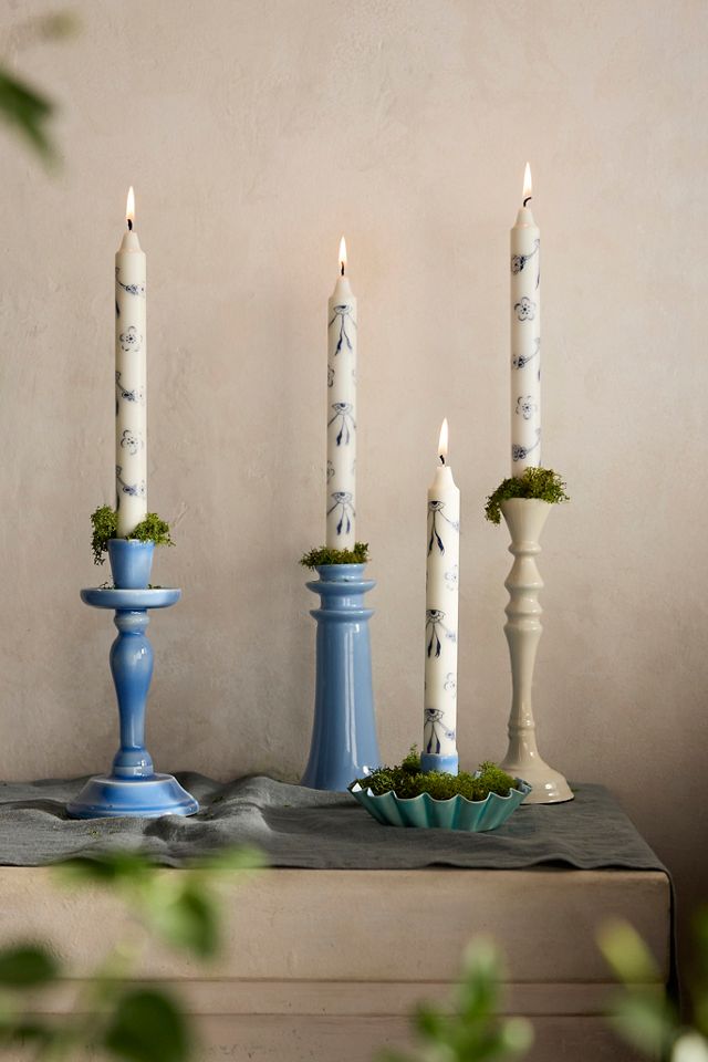 Blue Floral Tapers, Set of 4 #2