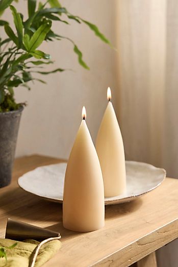 Cone Pillar Candles, Set of 2