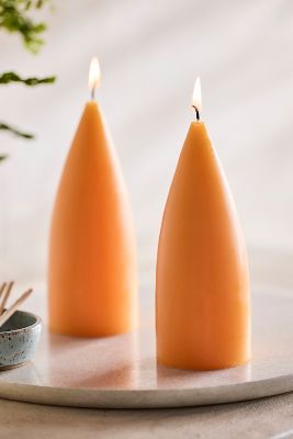 Terrain Cone Pillar Candles, Set Of 2 In Orange