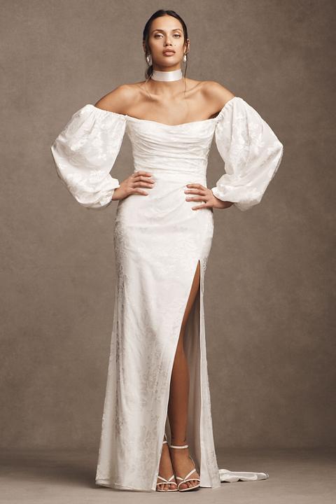 Jenny by Jenny Yoo Sparrow Floral Wedding Gown With Removable Sleeves