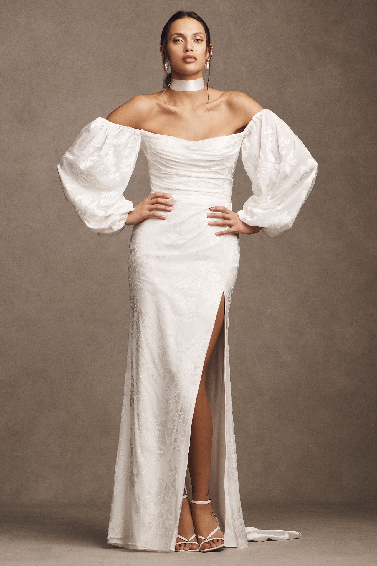Jenny by Yoo Sparrow Floral Gown With Removable Sleeves Jenny by Yoo Sparrow Floral Gown With Removable Sleeves