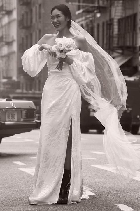 Jenny by Jenny Yoo Sparrow Floral Gown With Removable Sleeves