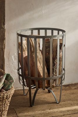 Large metal outlet log basket