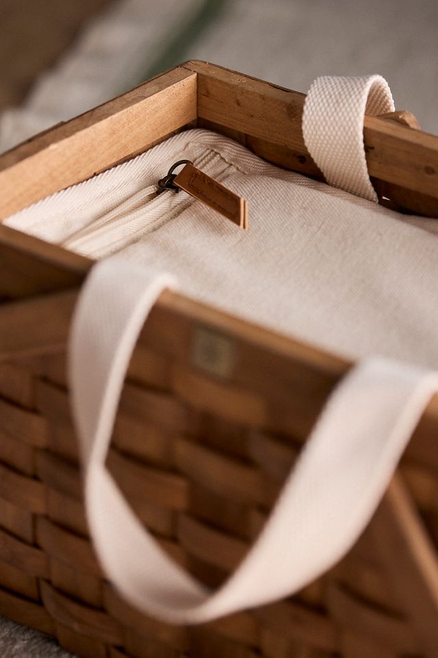 Woven Wood Personal Picnic Basket #1