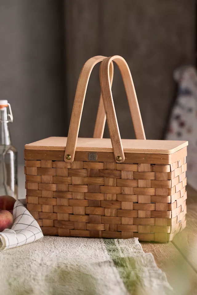 Terrain Woven Wood Personal Picnic Basket