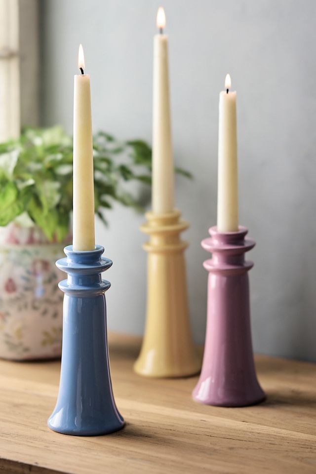 Geo Glazed Ceramic Taper Holder #1