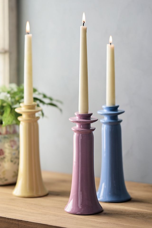 Geo Glazed Ceramic Taper Holder #2