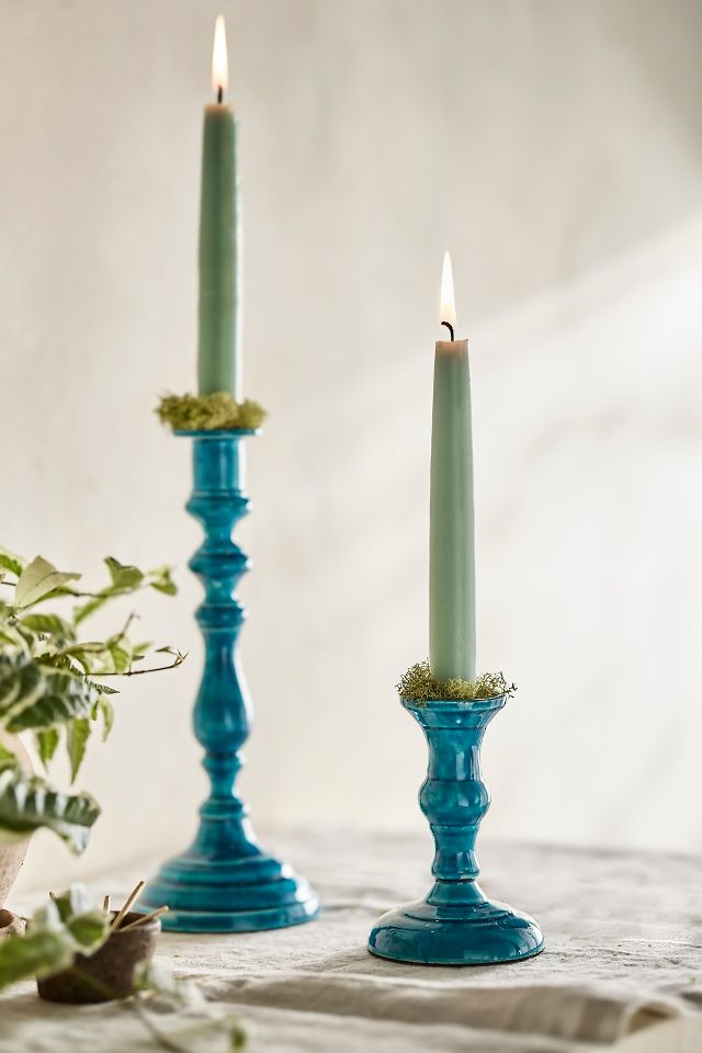 Enameled Taper Candle Holders - Set of 3