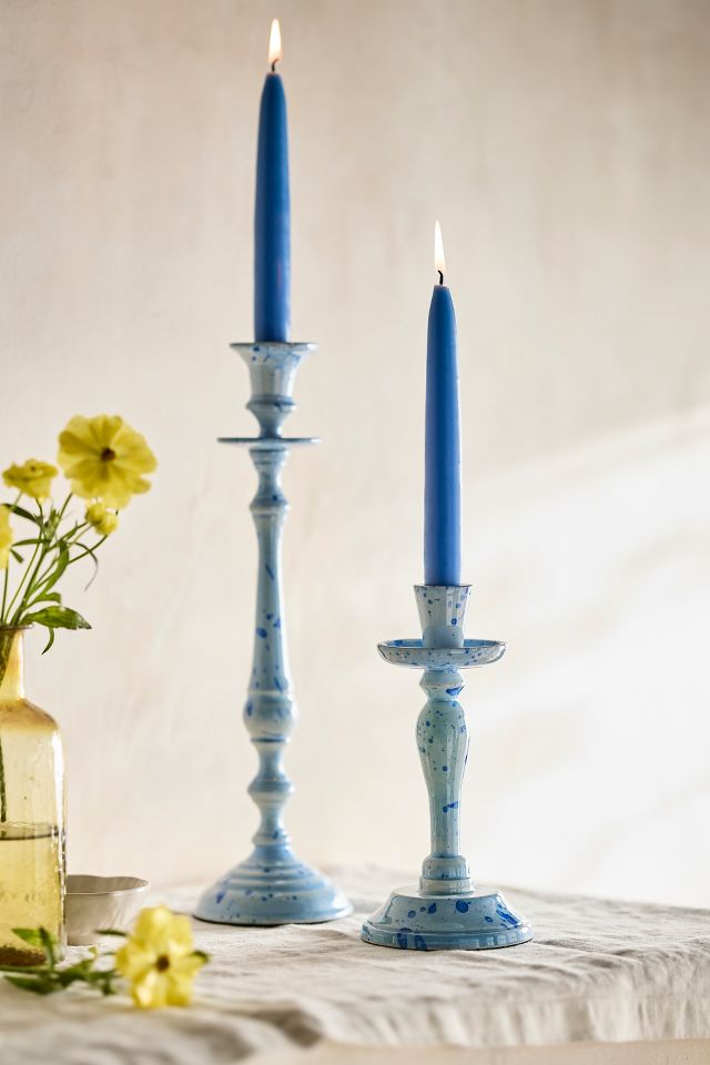 Enameled Taper Candle Holders - Set of 3