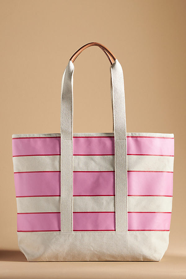 Maeve Striped Canvas Tote In Pink