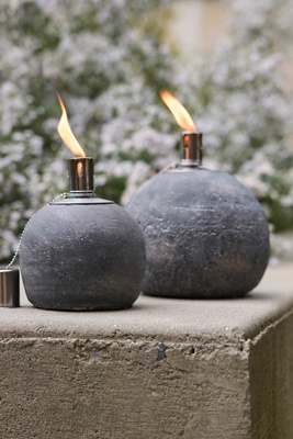 Terrain Concrete Sphere Oil Burner In Multi