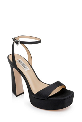 Shop Badgley Mischka Caia Crystal Heart Platform Sandals In Black