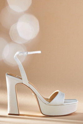 Shop Badgley Mischka Caia Crystal Heart Platform Sandals In White