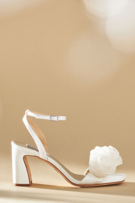 Shop Badgley Mischka Carli Tulle Rose Heeled Sandals In White