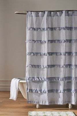 Nea Cotton Printed Shower Curtain with Trims