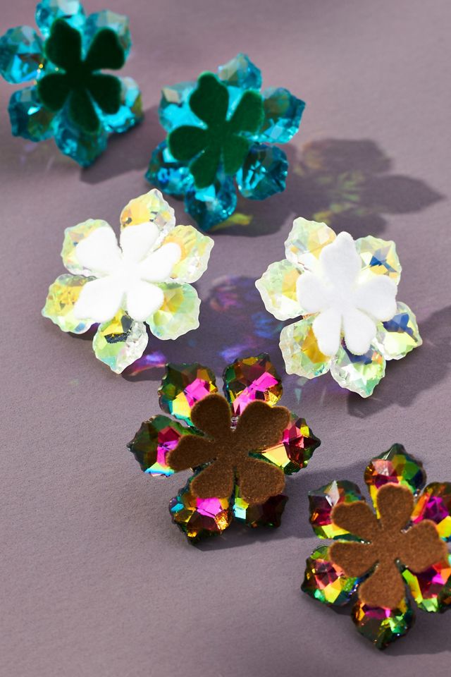 Double Layer Iridescent Flower Post Earrings #1
