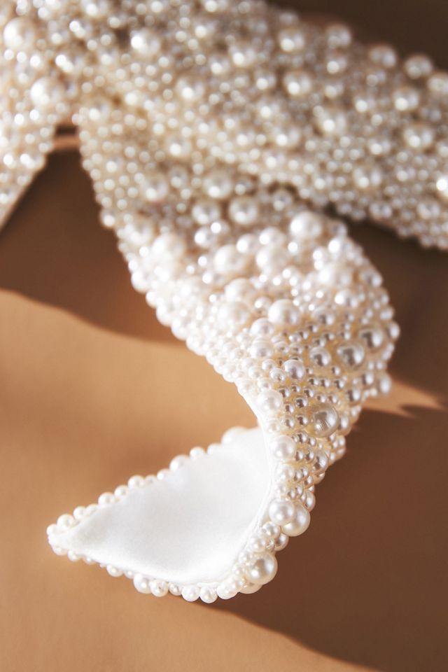 Jennifer Behr Bailey Pearl-Embellished Tulle Bow Hair Clip #1