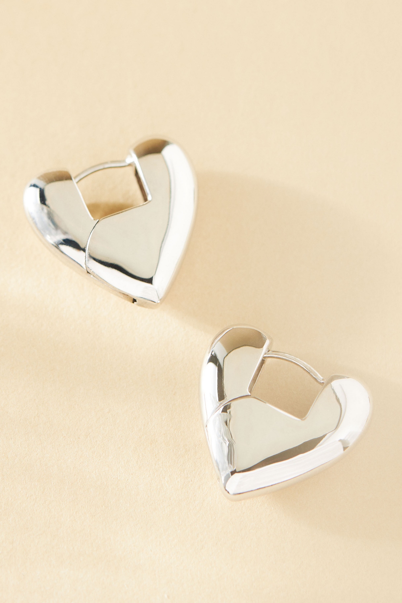 By Adina Eden Solid Super Chunky Heart Hoop Earrings