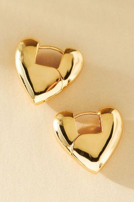 Shop By Adina Eden Solid Super Chunky Heart Hoop Earrings In Gold