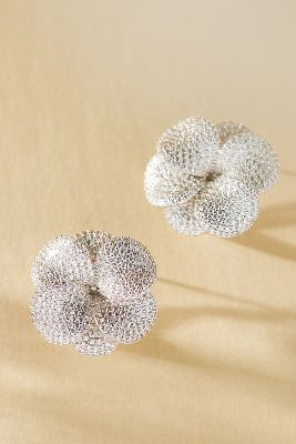 Adina Eden Pavé Flower Stud Earrings In Silver