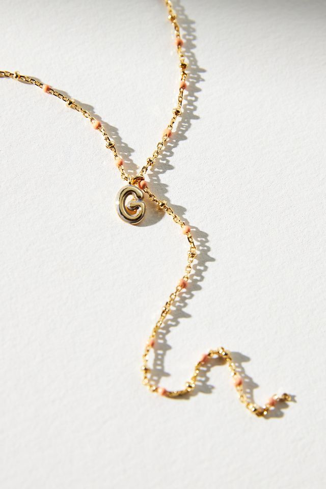 Gold Plated Delicate Beaded Monogram Necklace
