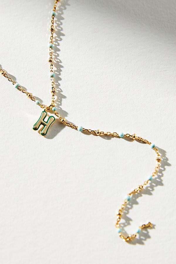 Gold-Plated Delicate Beaded Monogram Necklace
