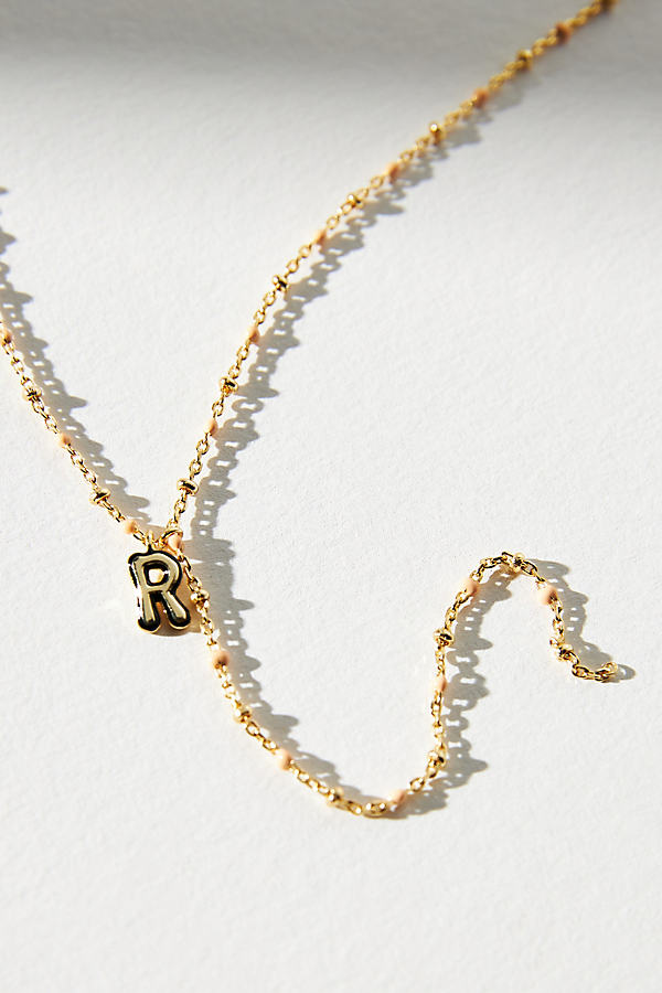 Gold-Plated Delicate Beaded Monogram Necklace