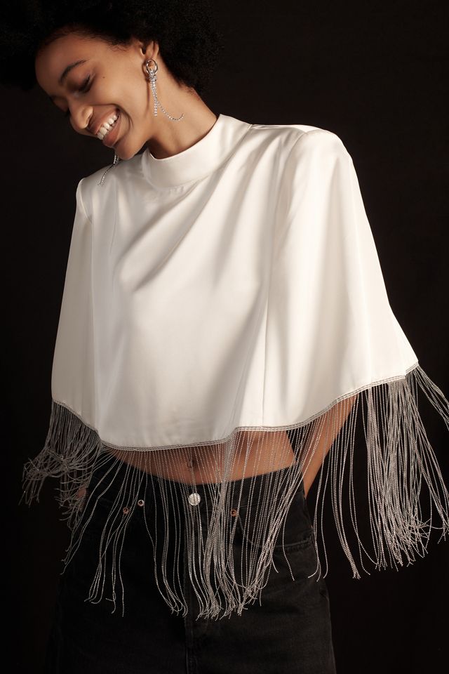 Flat White Beaded Cape #1