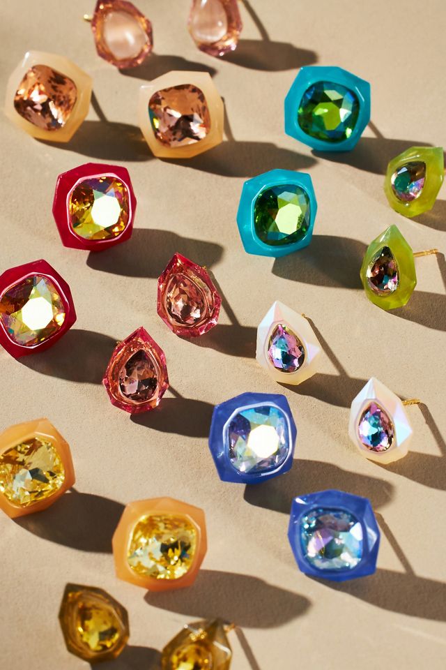 Festive Square Resin Post Earrings, Set of 2 #1