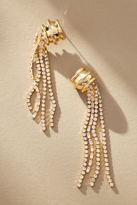 By Anthropologie Crystal Chain Drop Earrings In Gold