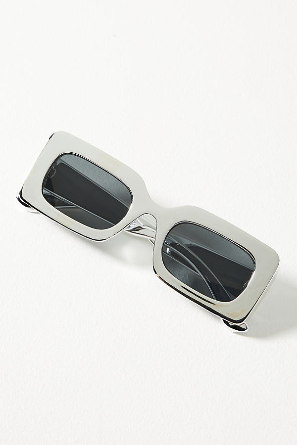 By Anthropologie Mirrored Rectangle Sunglasses In Silver