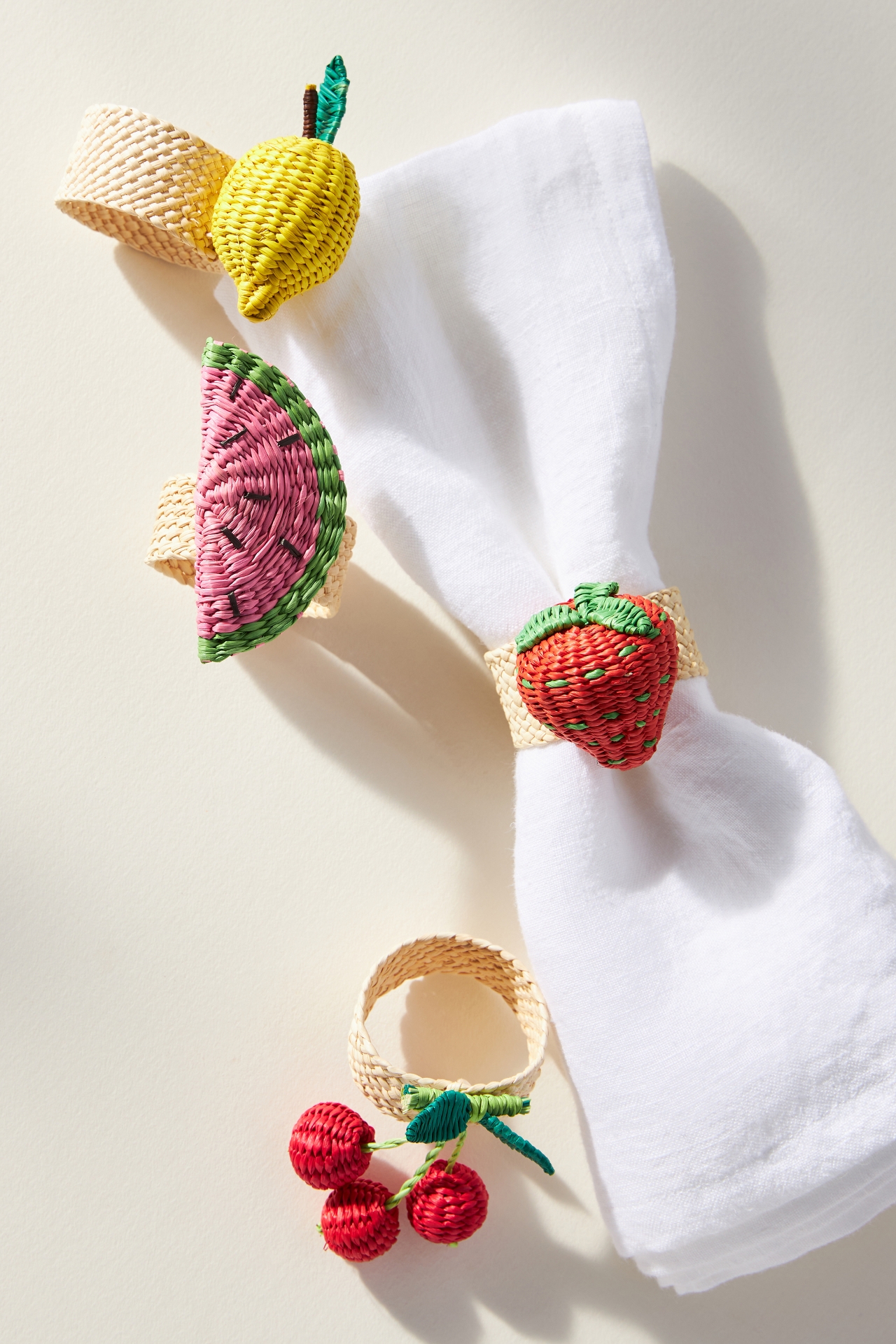 Klatso Handwoven Fruit Napkin Rings, Set of 4