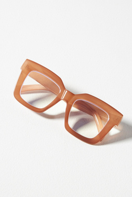 By Anthropologie Chunky Cara Translucent Reading Glasses In Beige