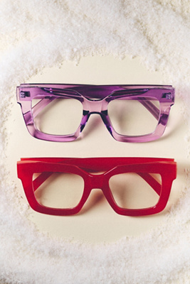 By Anthropologie Chunky Cara Translucent Reading Glasses In Purple
