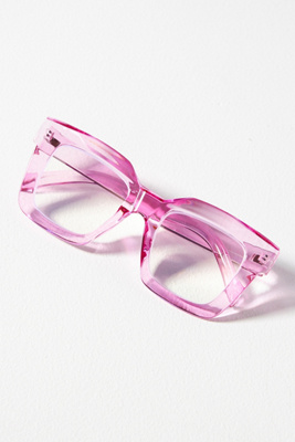 By Anthropologie Chunky Cara Translucent Reading Glasses In Pink