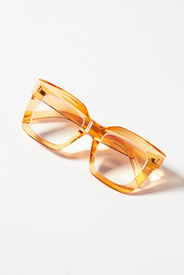 By Anthropologie Chunky Cara Translucent Reading Glasses In Orange