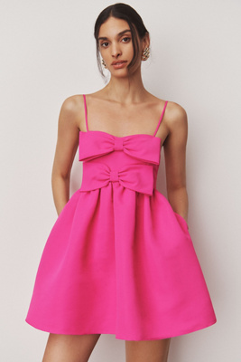 sachin and babi pink bow dress Sachin & Babi Sloane Taffeta Double-bow Pleated Mini Dress In Pink