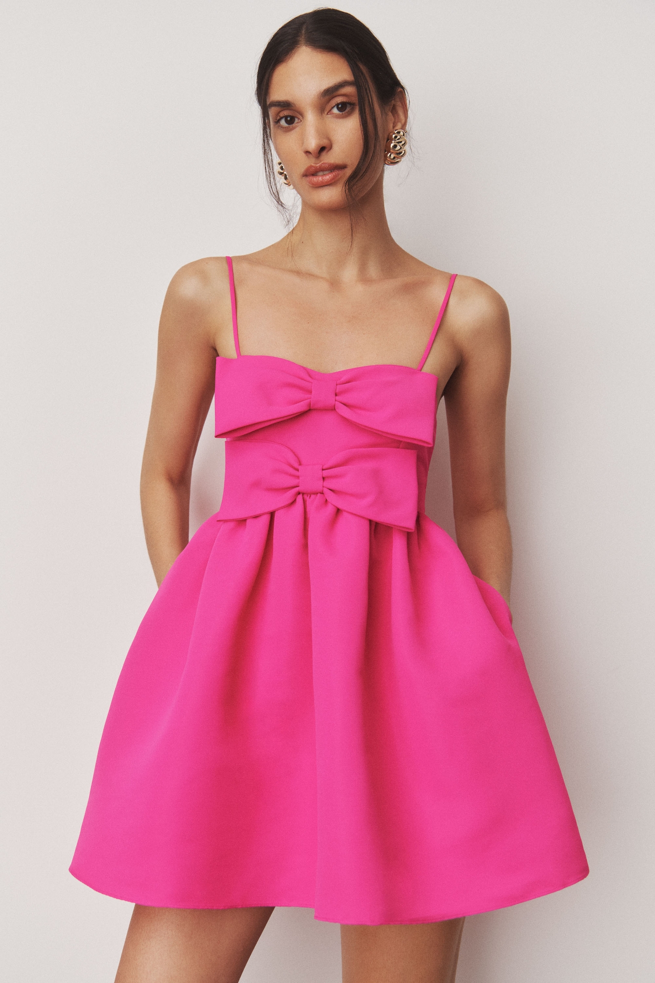 Sachin & Babi Sloane Taffeta Double-Bow Pleated Colorblock Mini Dress