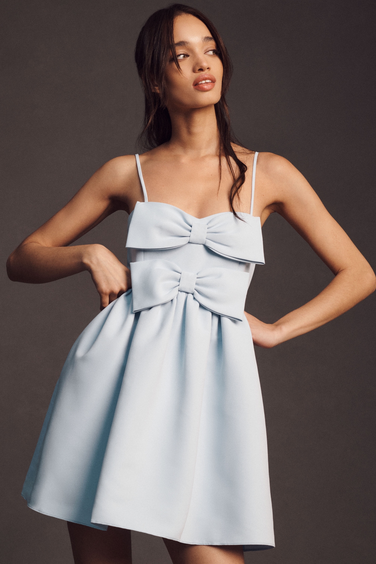 Sachin & Babi Sloane Taffeta Double-Bow Pleated Colorblock Mini Dress