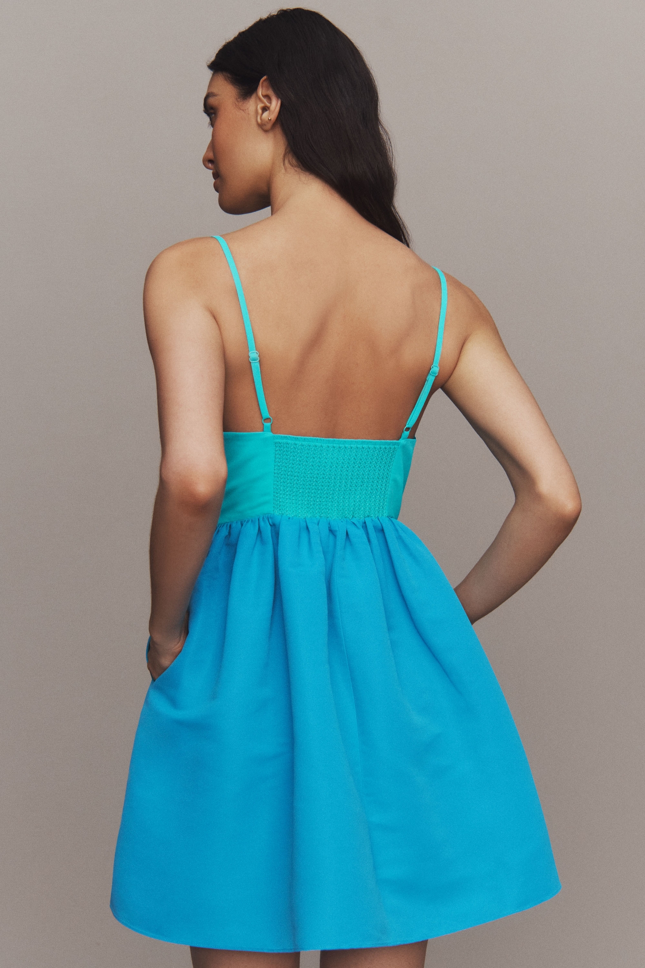 Sachin & Babi Sloane Taffeta Double-Bow Pleated Colorblock Mini Dress