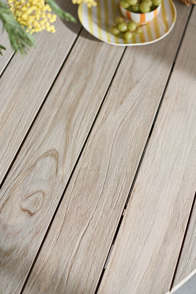 Angled Leg Teak Round Dining Table #2